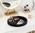 Concrete Decorative Tray for Coffee Table Tray Decor - Charcoal Black Round Decorative Tray - Circle Fluted Centerpiece