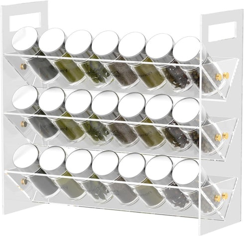 WUIVIUT Spice Rack Organizer for Cabinet, Kitchen Countertop Shelf Organizer for Spice Jars with Clear Acrylic