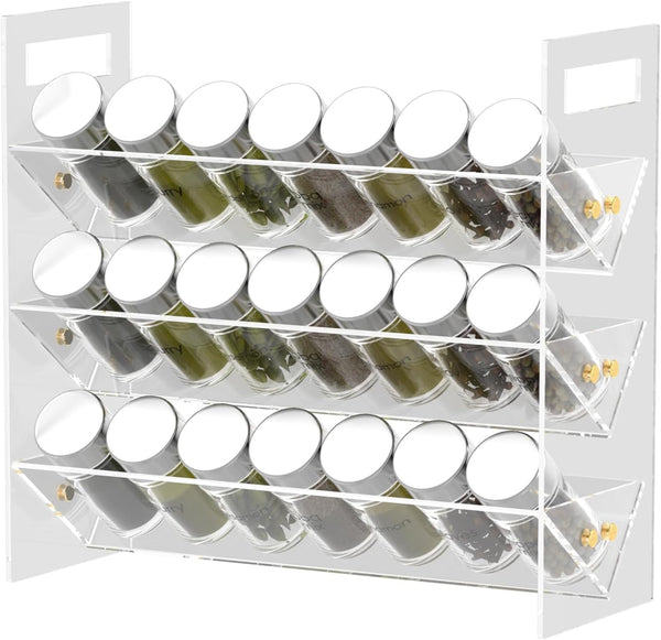 WUIVIUT Spice Rack Organizer for Cabinet, Kitchen Countertop Shelf Organizer for Spice Jars with Clear Acrylic