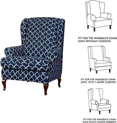 2 Eco-Ancheng Wingback Chair Slipcover Piece Wingback Chair Cover Spandex Wing Chair Slipcovers Wingback Armchair