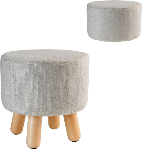 H&B Luxuries Fabric Round Padded Ottoman Foot Rest Stool