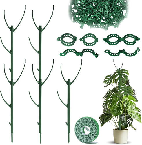 sanzkjic 5pack Adjustable Plant Support Pole Stackable Indoor/Outdoor Support Pole with Clamps, Suitable