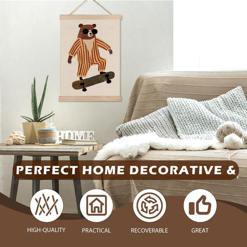 LZYRF 12x16 Inch Sunglasses Bear Wall Decor, Woodland Animal Nursery Decor, Funky Skateboard Bear Animal Canvas Prints