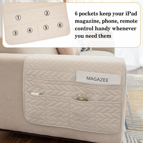 6 Sofa Armrest Organizer Arm Chair Caddy for Recliner, Remote Control Holder for Recliner, Non-Slip Armchair Caddy