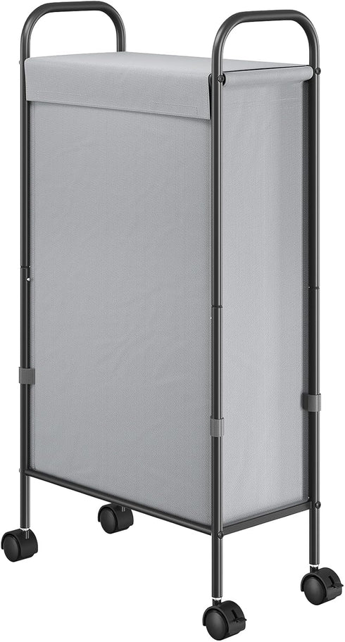 ELYKEN Slim Laundry Hamper with Lid, 50L Small Rolling Laundry Basket on