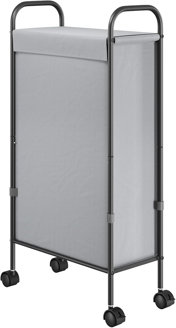 ELYKEN Slim Laundry Hamper with Lid, 50L Small Rolling Laundry Basket on