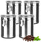Coffee Canister 4 Pcs Stainless Steel Food Container with Clear Lids Airtight