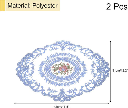 2Pack 12x16-in uxcell Retro Lace Placemat Oval Embroidered Table Place Mats French Crochet Doilies Coasters Cup Mat