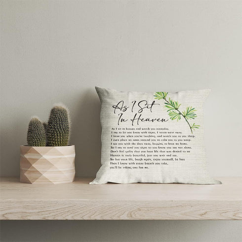 KongMoTree Bible Verse Throw Pillow Cover, As I Sit in Heaven Scripture Art for Living Room Decoration, 18x18 Inches