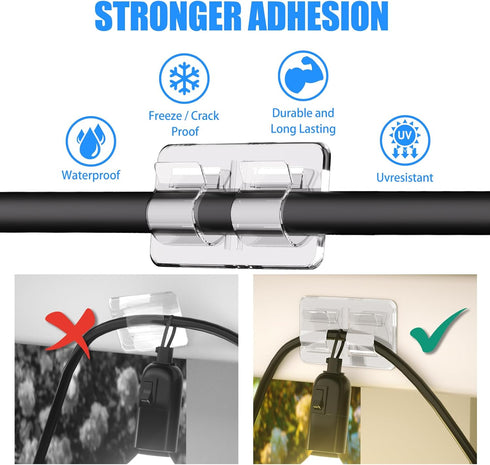 Keviyi 54Pcs Hooks for Outdoor String Lights Clips: Double Hooks for Hanging - Heavy Duty Clear Cable Clips