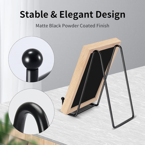 5 Pack 6 Inch Plate Stands for Display, Black Metal Frame Easel Holder for Pictures, Books, Decorative Plates