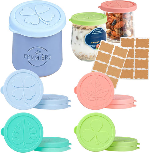 La Fermiere Yogurt Jar Lids, 12 Pack Silicone Yogurt Jar Lids for