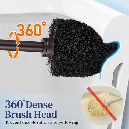 Set: 2 Pack Bronze1 HAMITOR Toilet Bowl Brush Holder Modern Deep Cleaning Bathroom Toilet Scrubber with Caddy for rv