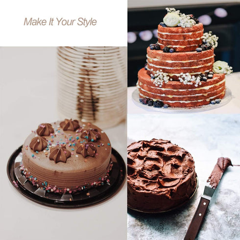 4 PCS Cake Decorating Icing Spatula Set with 4, 6, 8 & 10 Inch Stainless Steel Blades, Wood Handle Frosting Tools