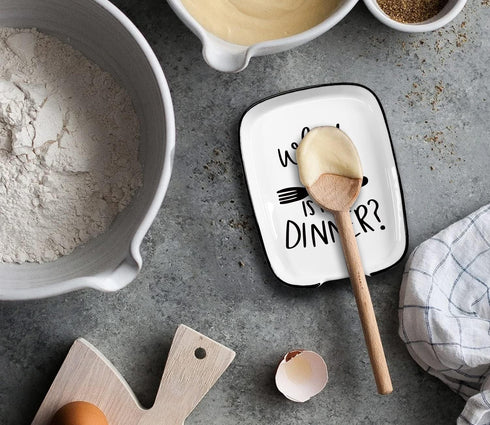 Ceramic Fork Spoon Rest What The Fork Is for Dinner, Functional Kitchenware Spoon Rest for Dinner Party, Dining Table, Kitchen Countertop or Stove Top