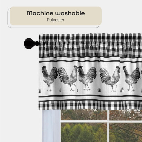 Light Filtering Printed Tier & Valance Window Curtain Set, 58 Inch Length, 36 Inch Width, Barnyard (Burgundy) by Achim