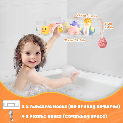 2 Pack Bath Toy Storage Corner Adhesive Shower Caddy for Baby Bath Toys Bathtub Toy Storage Holder Organizer Large