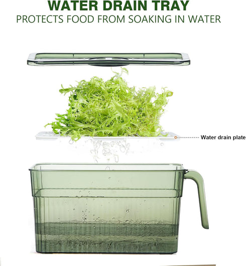 Loobuu 2 Pack Stackable Food Storage Containers, Produce Saver Boxes with Removable Drain Tray for Fridge