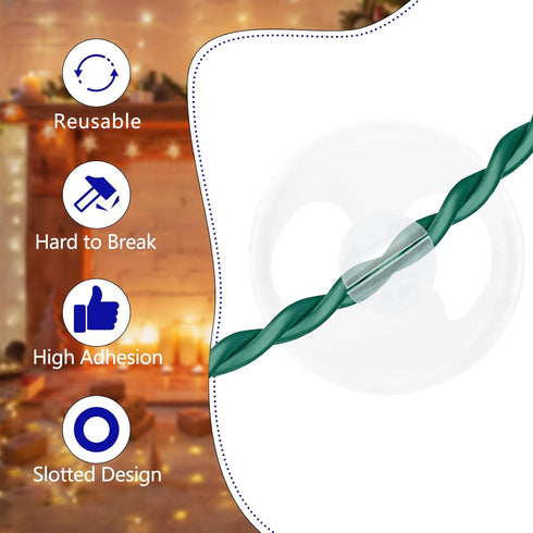 Christmas Light Suction Cups, Holiday String Hooks for Lights, 50 Pcs Suction Cup Clips for Decorations