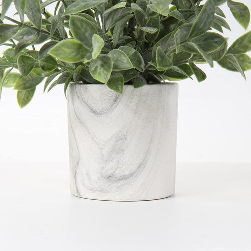 Hollyone Mini Artificial Potted Plants - Fake Plants in Marble Pots, 1Pcs Plastic Eucalyptus Greenery Faux Plants for