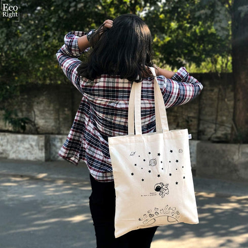 Ecoright Canvas Reusable Cotton Tote Bag for Women, School, Grocery, Shopping, Beach