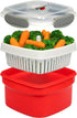 Microwave Cookware Steamer, 3 Piece Microwave Cooker with Food Container, Removable Strainer, BPA Free, 1.3 Liters