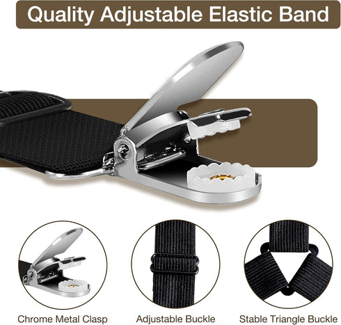 JELLYMONI Adjustable Bed Sheet Straps, Elastic Fasteners with Metal Clips, Fitted Holders for Mattress Cover, Sofa