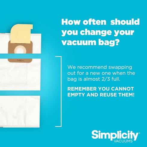 Simplicity Vacuums SAH-6 Certified Hepa Vacuum Bags, Fits S20EZM, 6-Pack Set