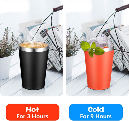 VEGOND 12oz Black Tumbler - Stainless Steel Vacuum Insulated Double Wall Travel Tumbler with Lid and Straw, Reusable (1