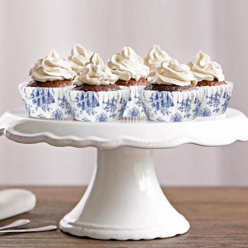 600Pcs Blue Floral Cupcake Liners, Disposable Decorative Muffin Brownie Cups for Baking Party Supplies