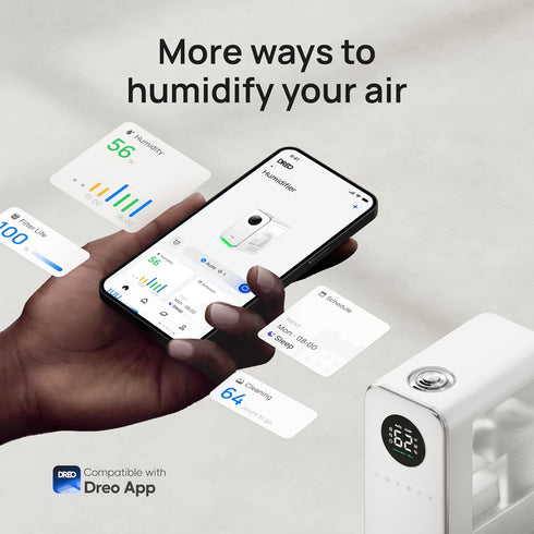 50 5L, DREO Humidifiers for Bedroom, Top-filled Smart Quiet Cool Mist Humidifier for Large Room, Hours Runtime