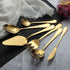 Berglander Stainless Steel Titanium Plated Flatware Serving Set, 6 Pieces, 45 Pieces Flatware with 1 Cake Server