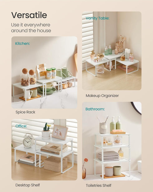 Set 3 Counter UKCS220W01 SONGMICS Cabinet Organizer Shelf, of Kitchen Shelves, Kitchen Storage, Spice Rack, Stackable