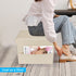 16 inch (Beige-2) AmasSmile Storage Ottoman Folding Foot Rest Stool with Side Pocket, Leather Footstool Bench, Short