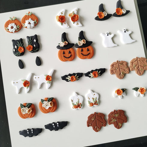 Halloween Polymer Clay Cutters - 11 Shapes for Christmas Jewelry, Pumpkin and Ghost Designs