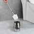 Modern Toilet Brush and Holder Set, Mosaic Glass with Non-Rustic Stainless Steel, Luxury Black and Gold Accessories