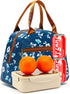 FlowFly Insulated Lunch Cooler Bag - Floral Tote Bag Organizer for Women/Men, White