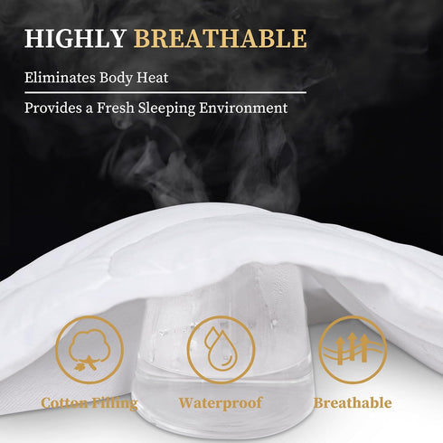 Full Quilted Fitted Waterproof Mattress Pad, Breathable Soft Filling Protector, 8-21 Inches Deep Pocket
