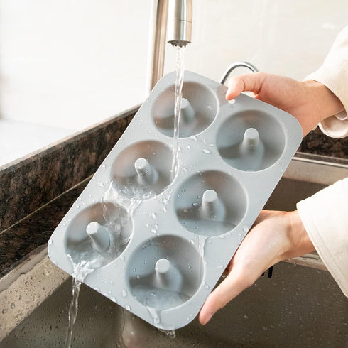 Silicone Donut Mold for 6 Doughnuts, Set of 2, Food Grade LFGB Baking Pan, Non-Stick, Dishwasher Safe