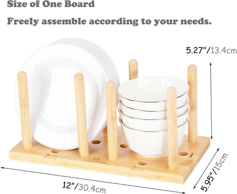 Peg Board Drawer Organizer for Kitchen, Organizers for Dishes, Plates, Bowls, 2 Boards & 12 Pegs for Cabinet Storage