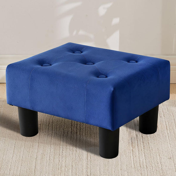 Small Foot Stool Ottoman, Velvet Footstool Ottoman Foot Rest for Couch, Rectangle