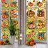 YUJUN 6 Sheets Thanksgiving Fall Window Clings, Pumpkin Maple Leaves Oil Painting Decals for Autumn Home Decor and