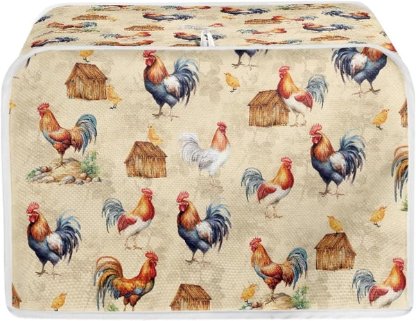 Vintage Rooster Toaster Protection Cover for Standard 2 Slice Toaster, Kitchen Bakeware Bread Maker Covers