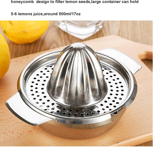 Wingwa Stainless Steel Lemon Squeezer Citrus Juicer Handheld Press Orange Juice Squeezing Tool with Bowl Storage