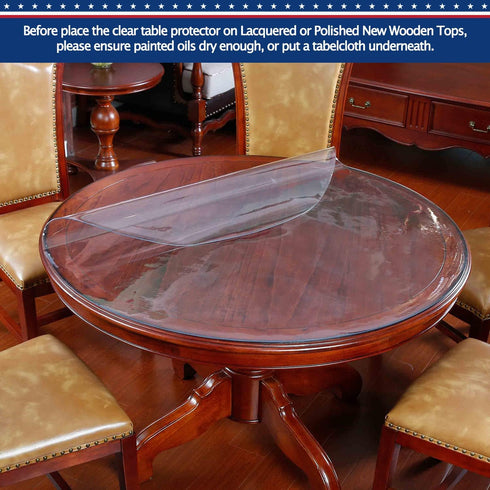 30 Inch Round Clear Plastic Tablecloths Cover Furniture Dining Kitchen Coffee Table Protector Liner Thick Protective