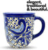 Talavera Mug - Authentic Hand Painted Mexican Coffee Mug - Blue and White - Taza Mexicana Azul Blanco