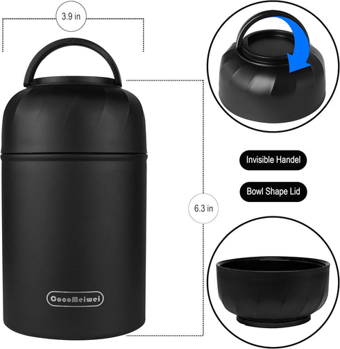 17oz Thermo for Hot Food & Drinks, Thermo Lunch Box, Vacuum Insulated Food Container with Spoon&Drawstring Bag, Soup