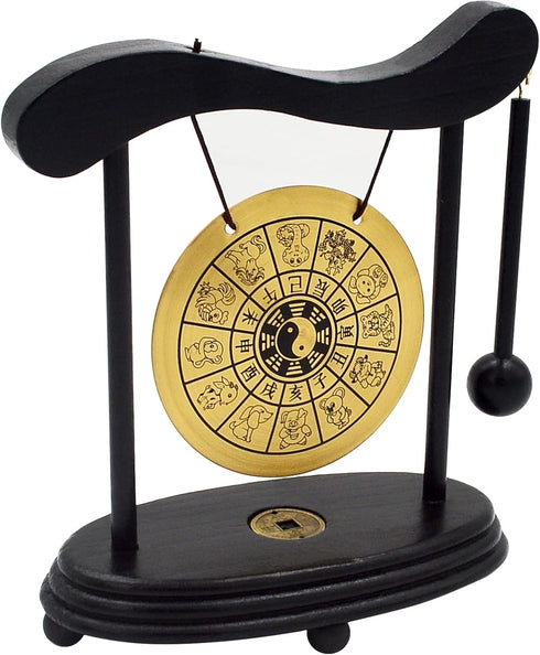 fengshuisale Zen Art Brass Feng Shui Desktop Gong with Red String Bracelet, W3359