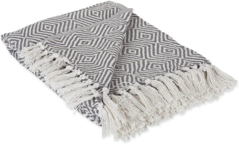 DII Diamond Throw Collection, Woven Cotton, 50x60, Mineral Gray