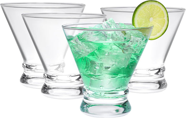 Set of 4 Martini Glasses - 8-Ounce Cinched Design Cocktail Glasses with